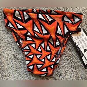 Dolfin Orange Mako Size 26 Graphite Series Competitive Swim Briefs Black White